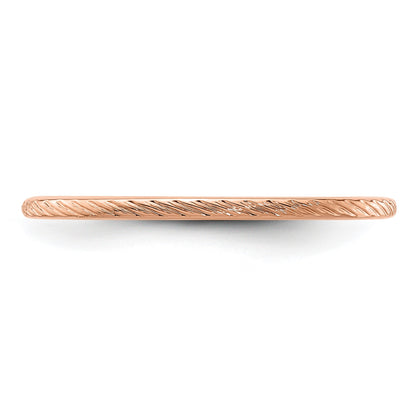 14K Rose Gold 1.2mm Twisted Wire Pattern Stackable Band Size 5