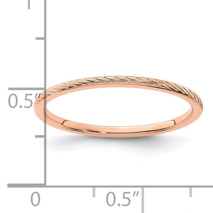 14K Rose Gold 1.2mm Twisted Wire Pattern Stackable Band Size 9.5