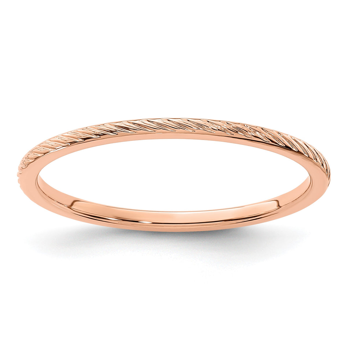 14K Rose Gold 1.2mm Twisted Wire Pattern Stackable Band Size 7