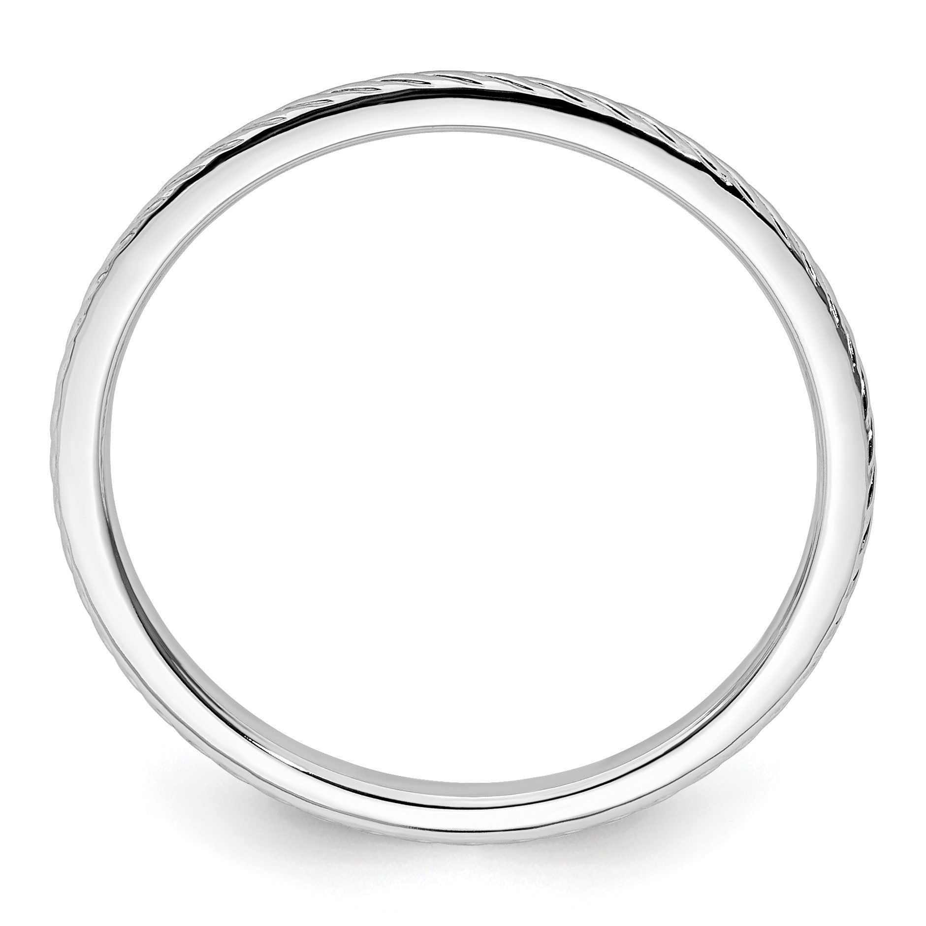 14K White Gold 1.2mm Twisted Wire Pattern Stackable Band Size 4.5