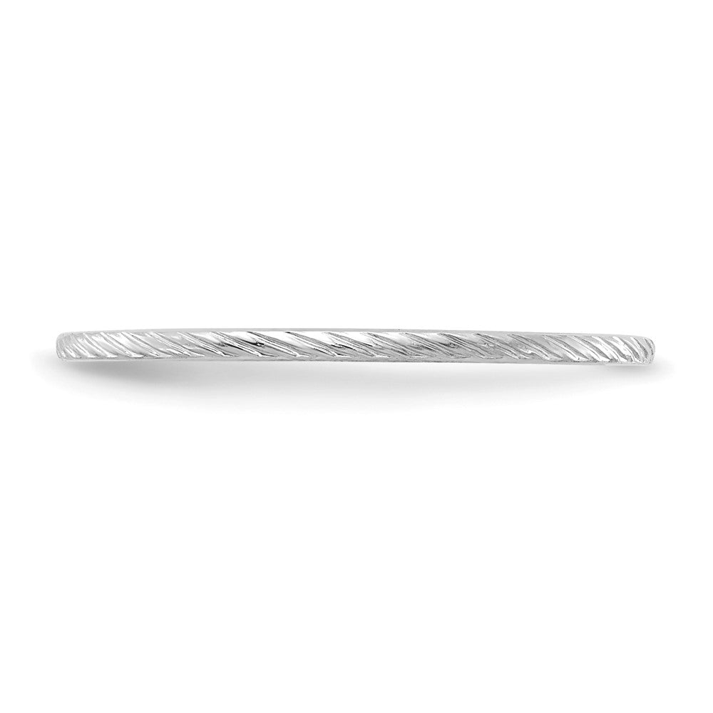 14K White Gold 1.2mm Twisted Wire Pattern Stackable Band Size 8