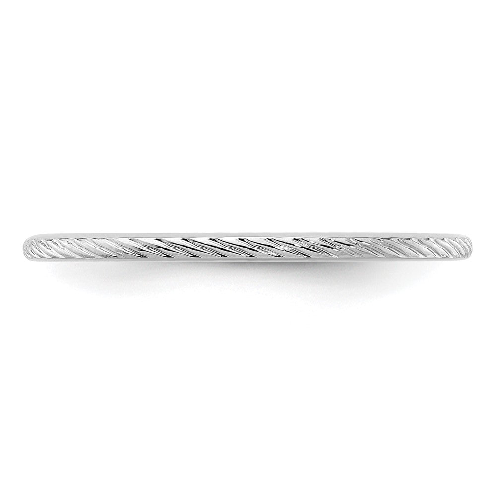 14K White Gold 1.2mm Twisted Wire Pattern Stackable Band Size 8