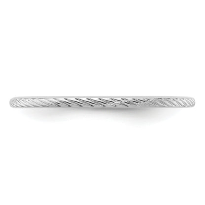 14K White Gold 1.2mm Twisted Wire Pattern Stackable Band Size 6