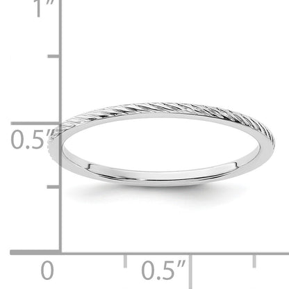 14K White Gold 1.2mm Twisted Wire Pattern Stackable Band Size 6