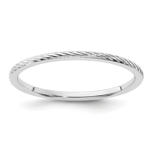 14K White Gold 1.2mm Twisted Wire Pattern Stackable Band Size 5.5