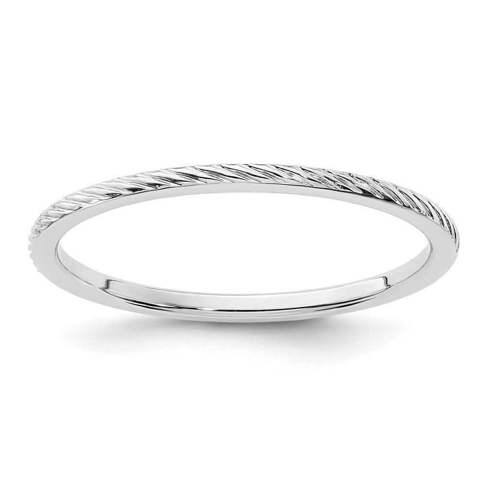 14K White Gold 1.2mm Twisted Wire Pattern Stackable Band Size 8