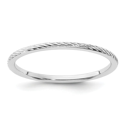 14K White Gold 1.2mm Twisted Wire Pattern Stackable Band Size 4.5