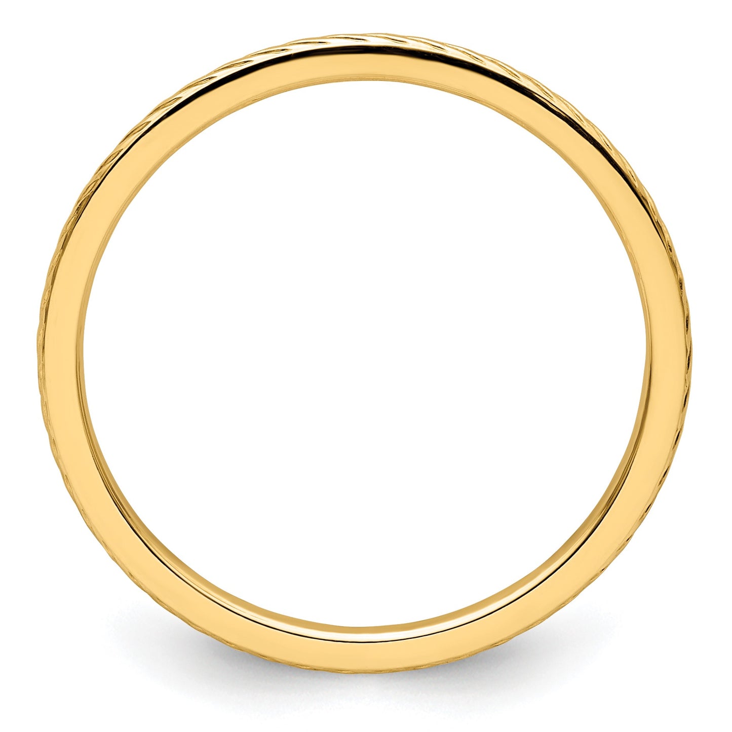 14K Yellow Gold 1.2mm Twisted Wire Pattern Stackable Band Size 8