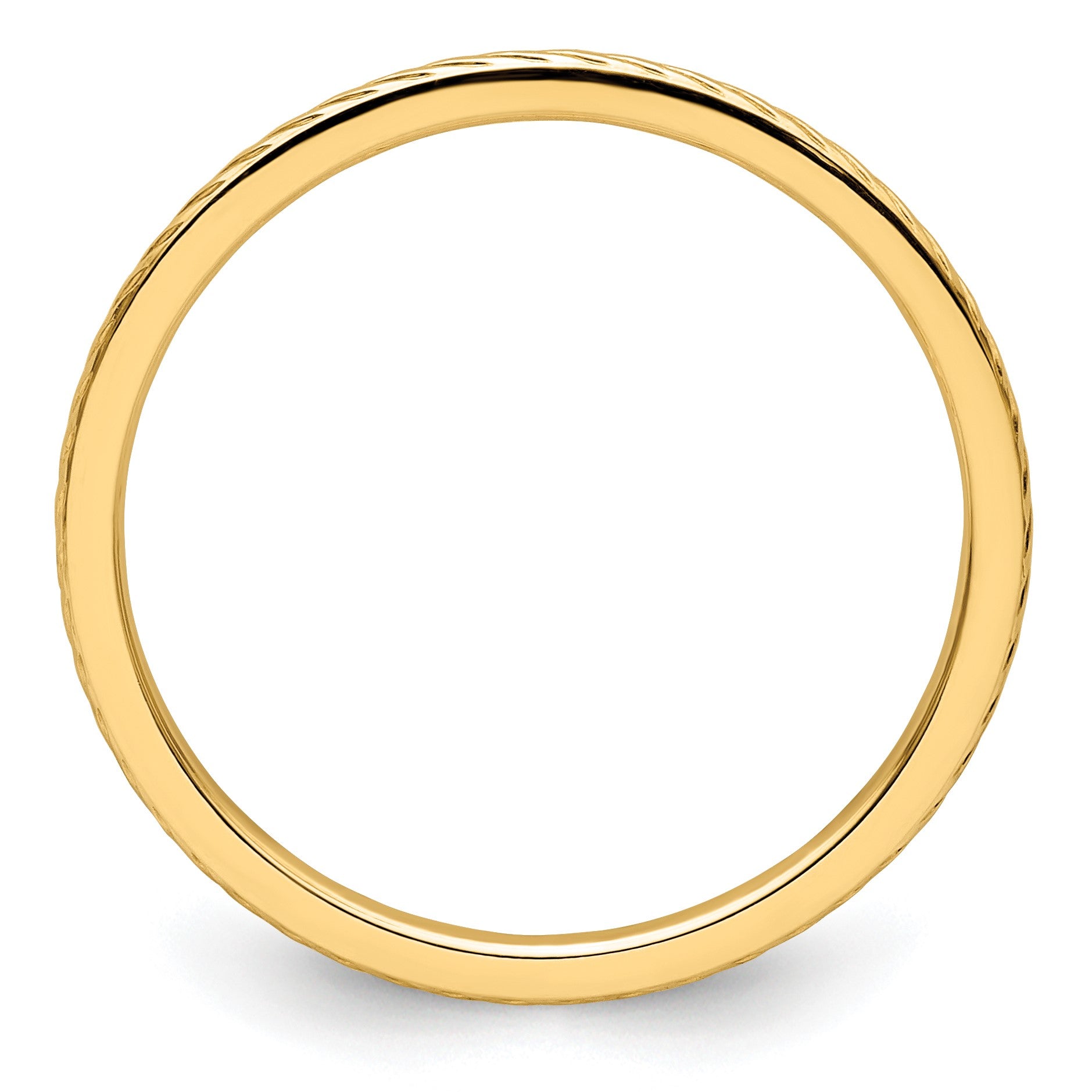 14K Yellow Gold 1.2mm Twisted Wire Pattern Stackable Band Size 8