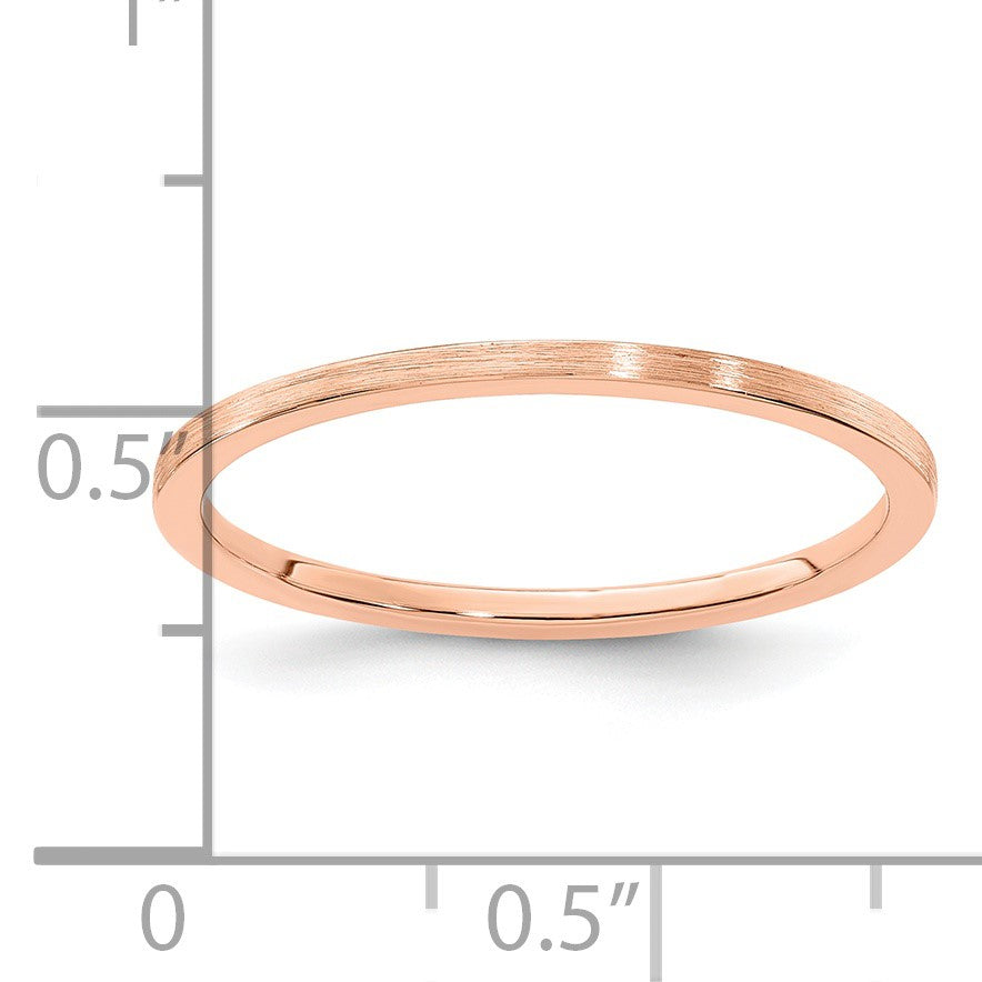 14K Rose Gold 1.2mm Flat Satin Stackable Band Size 6