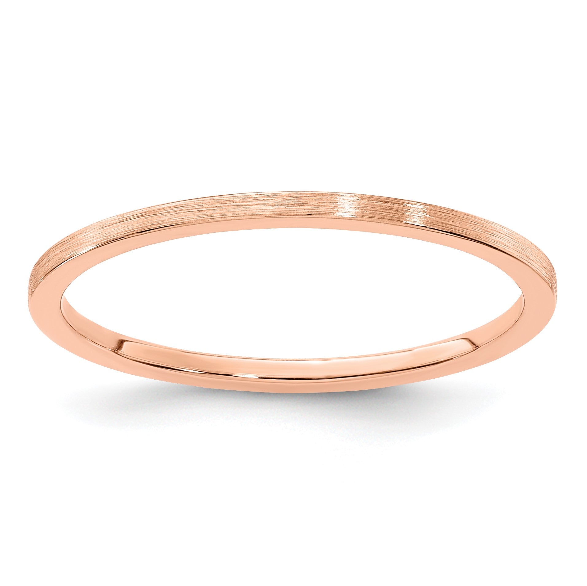 14K Rose Gold 1.2mm Flat Satin Stackable Band Size 9
