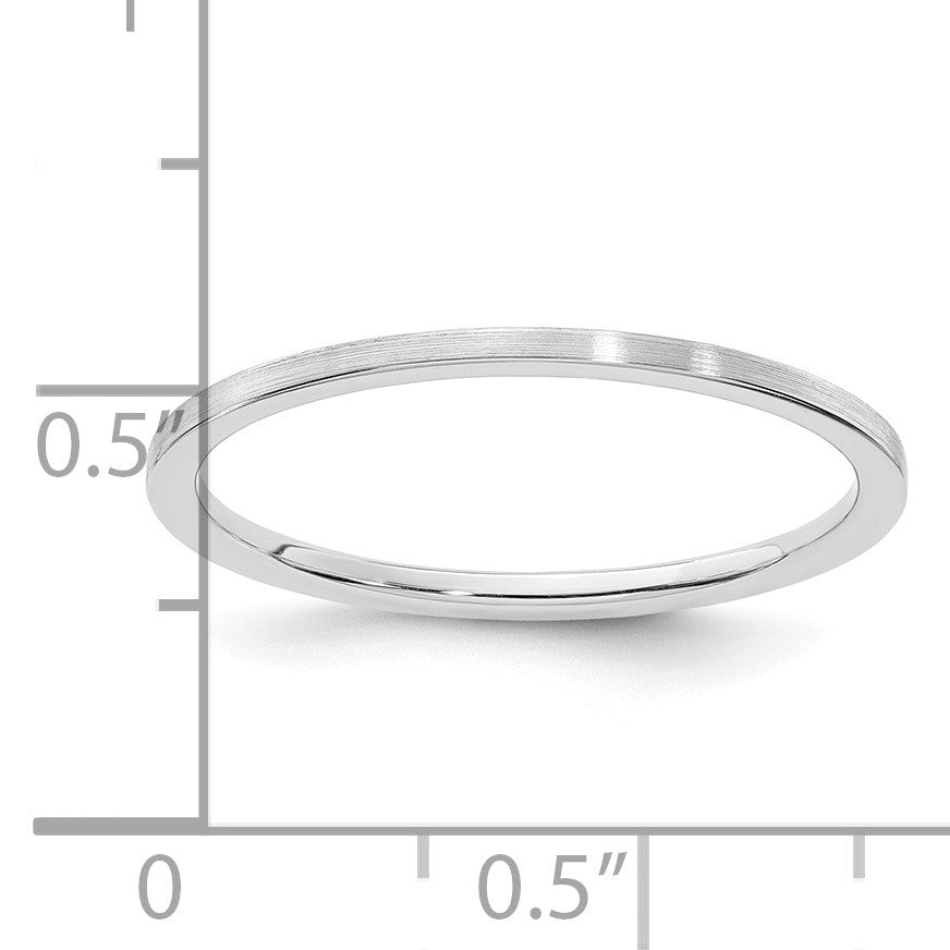 14K White Gold 1.2mm Flat Satin Stackable Band Size 9