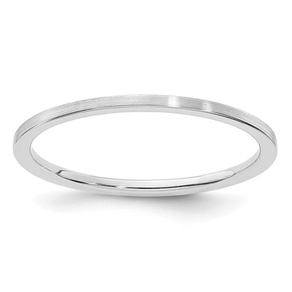 14K White Gold 1.2mm Flat Satin Stackable Band Size 6.5