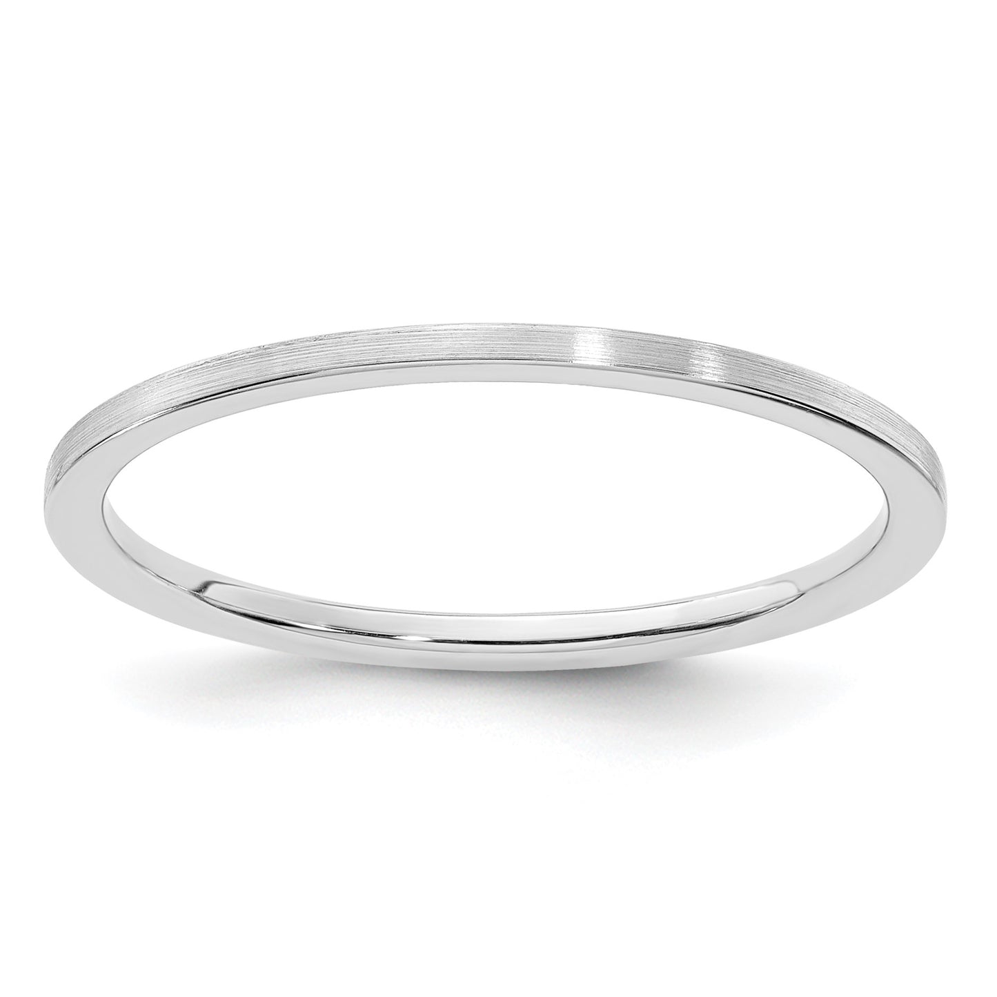 14K White Gold 1.2mm Flat Satin Stackable Band Size 5