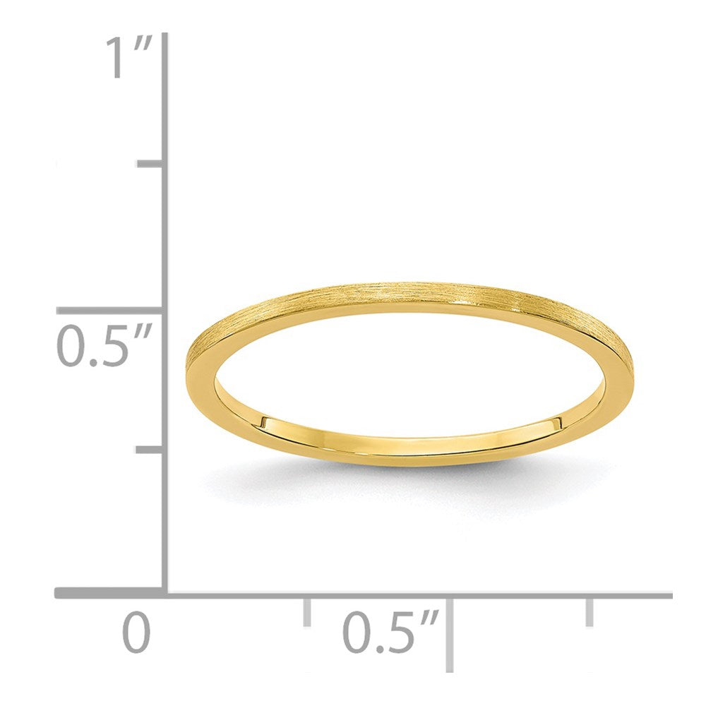 14K Yellow Gold 1.2mm Flat Satin Stackable Band Size 6