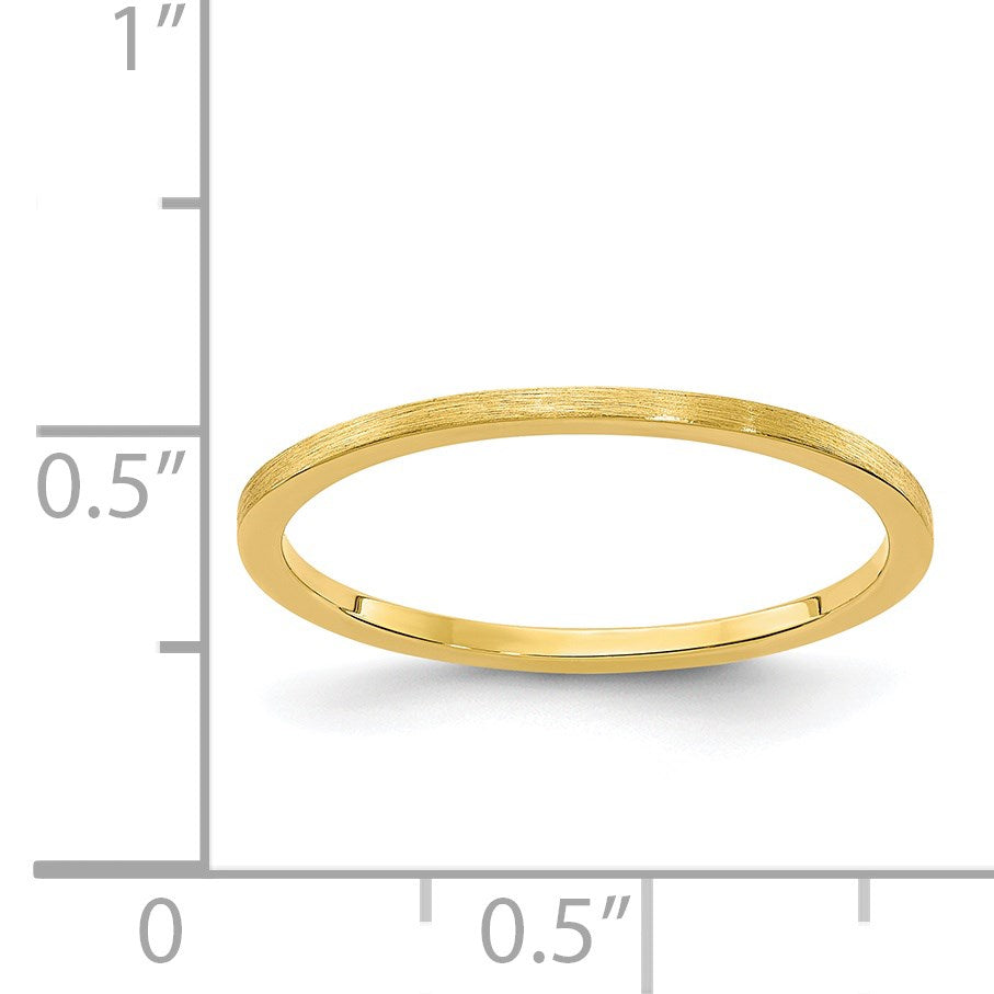 14K Yellow Gold 1.2mm Flat Satin Stackable Band Size 9.5