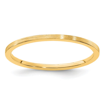 14K Yellow Gold 1.2mm Flat Satin Stackable Band Size 9.5