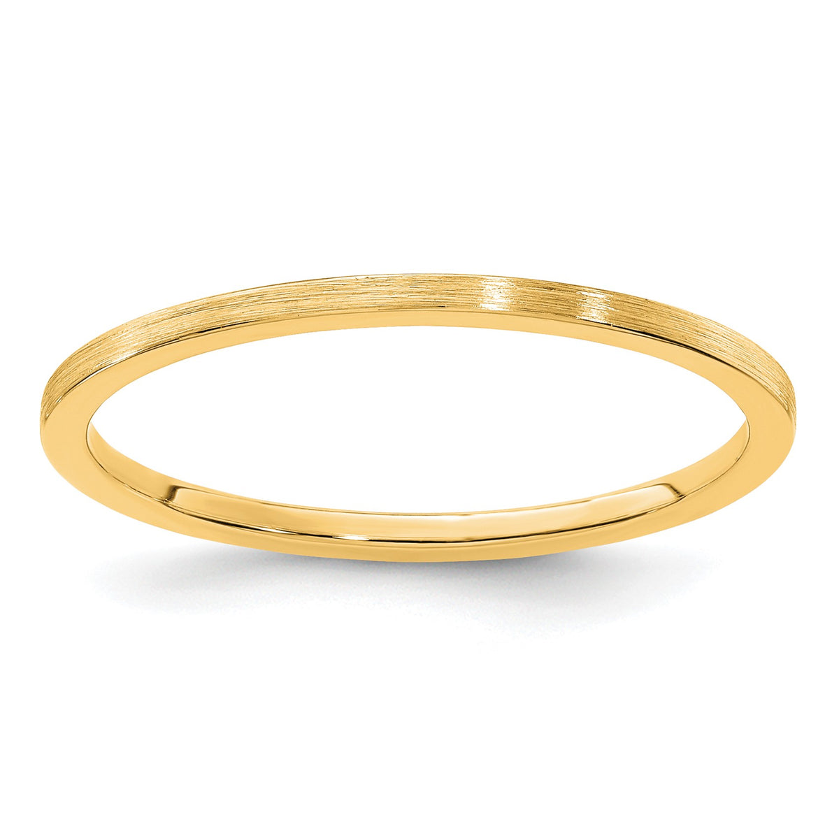14K Yellow Gold 1.2mm Flat Satin Stackable Band Size 6