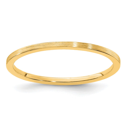 14K Yellow Gold 1.2mm Flat Satin Stackable Band Size 5
