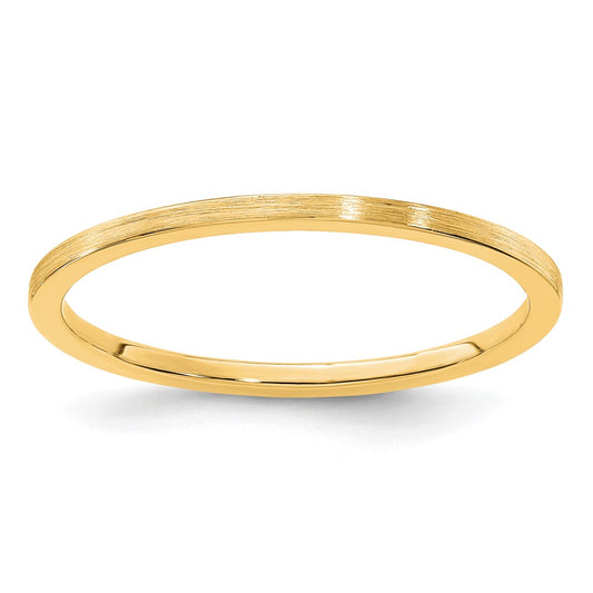 14K Yellow Gold 1.2mm Flat Satin Stackable Band Size 8