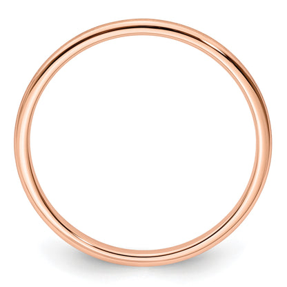 14K Rose Gold 1.2mm Half Round Satin Stackable Band Size 4.5