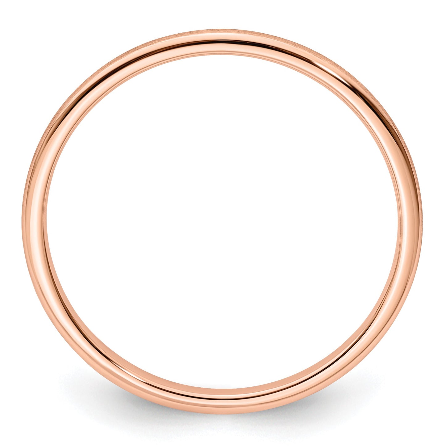 14K Rose Gold 1.2mm Half Round Satin Stackable Band Size 5