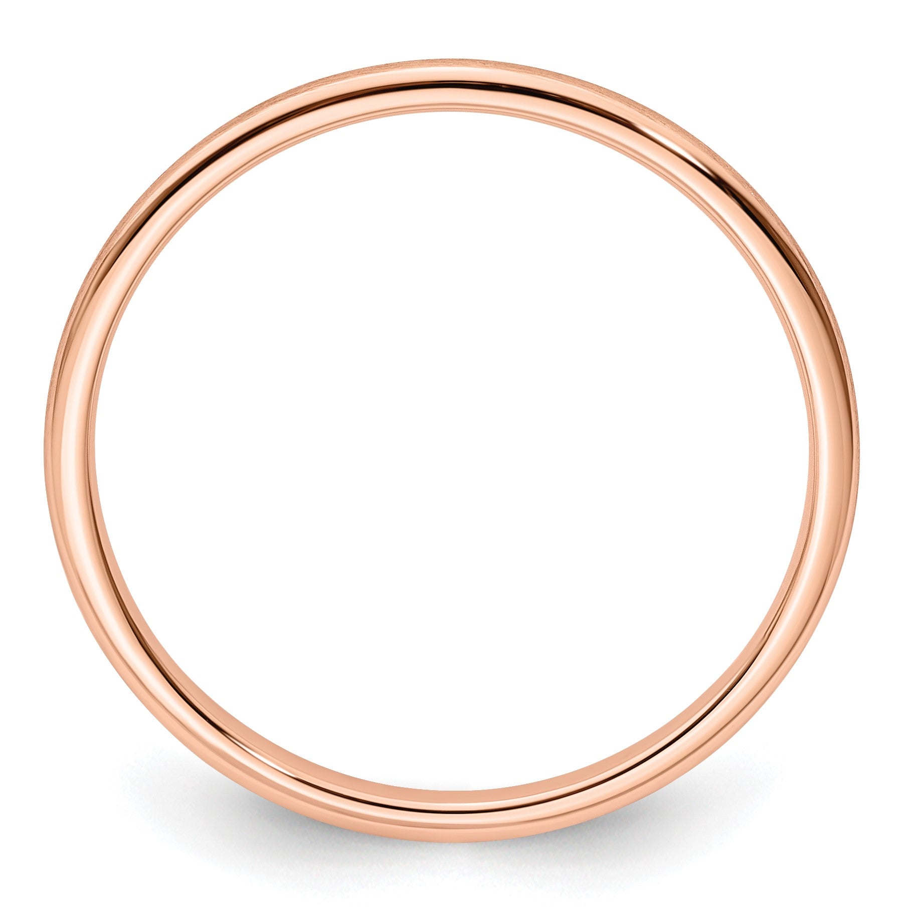 14K Rose Gold 1.2mm Half Round Satin Stackable Band Size 9