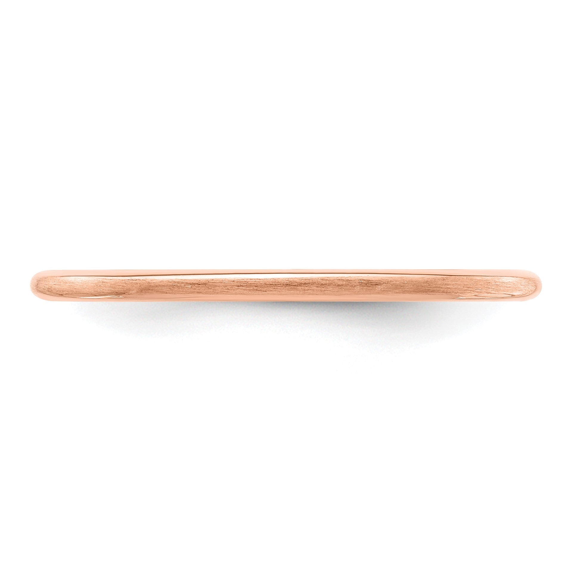 14K Rose Gold 1.2mm Half Round Satin Stackable Band Size 6