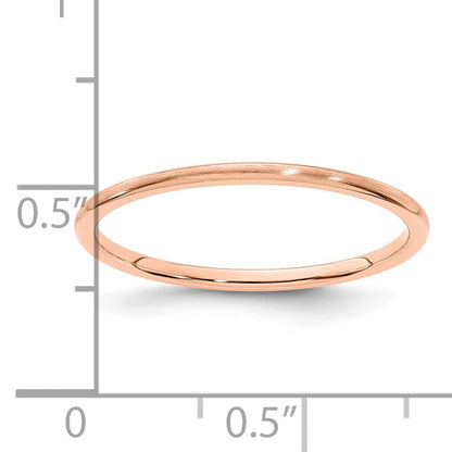14K Rose Gold 1.2mm Half Round Satin Stackable Band Size 8.5