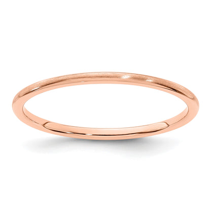 14K Rose Gold 1.2mm Half Round Satin Stackable Band Size 7.5