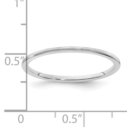 14K White Gold 1.2mm Half Round Satin Stackable Band Size 6