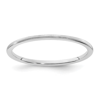 14K White Gold 1.2mm Half Round Satin Stackable Band Size 10