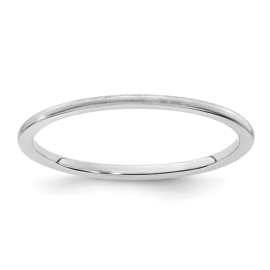14K White Gold 1.2mm Half Round Satin Stackable Band Size 4.5