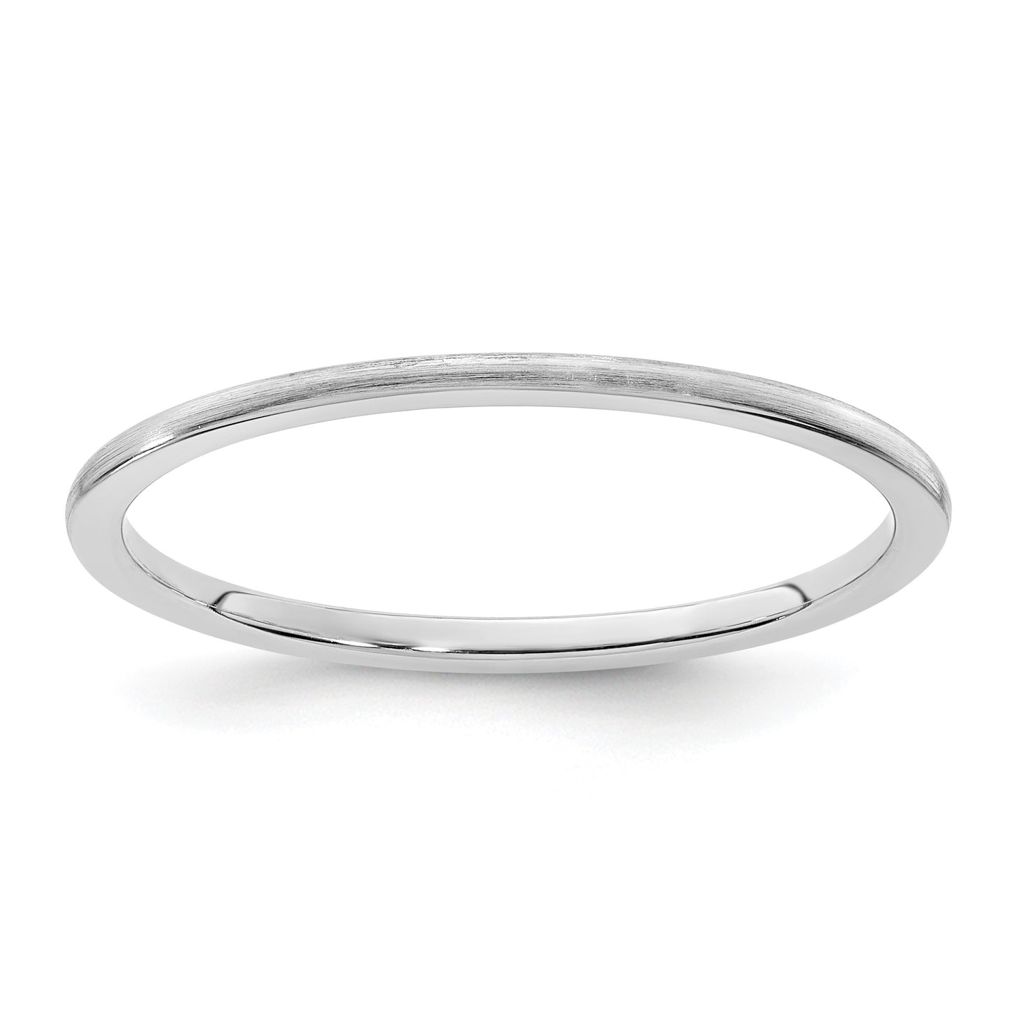 14K White Gold 1.2mm Half Round Satin Stackable Band Size 5