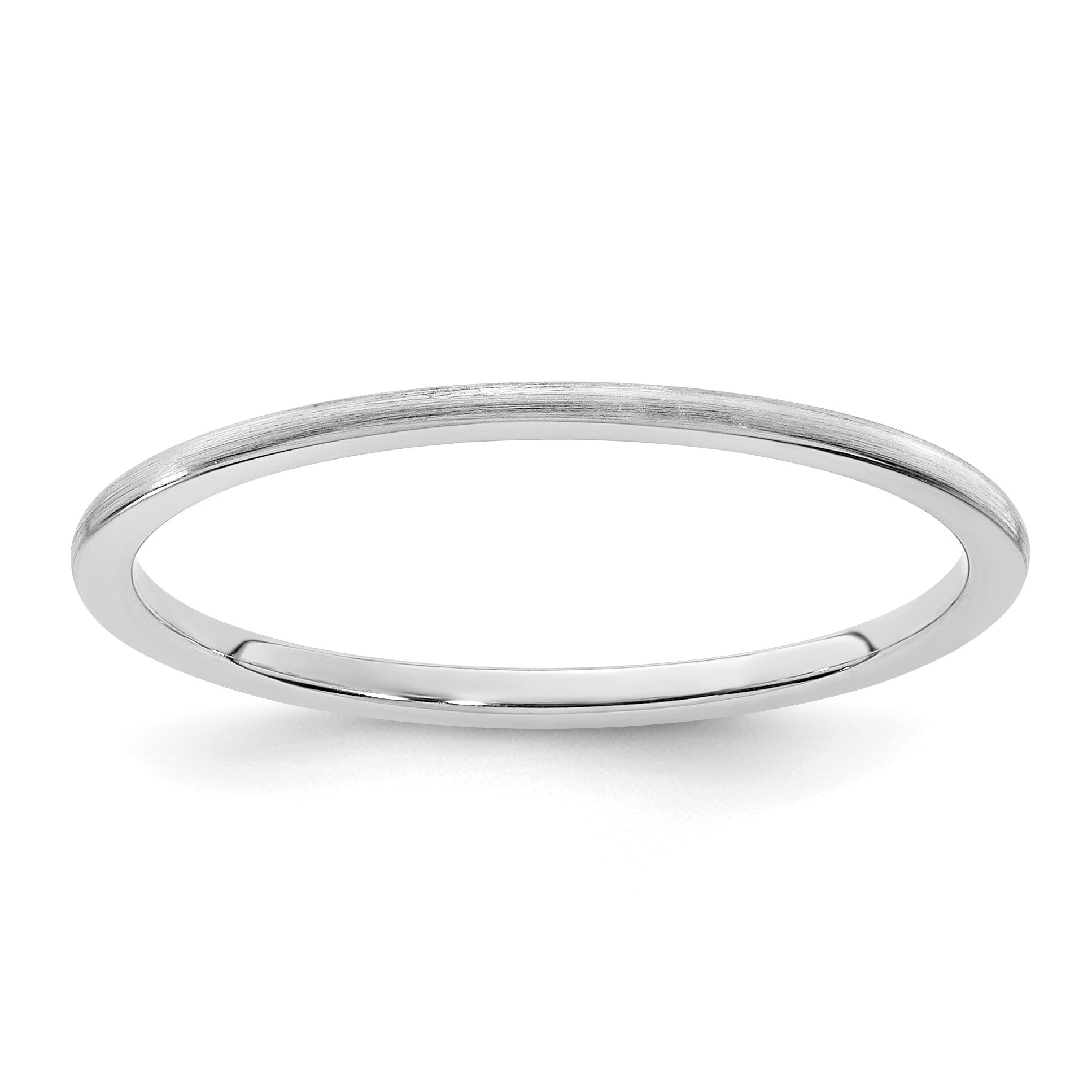 14K White Gold 1.2mm Half Round Satin Stackable Band Size 5