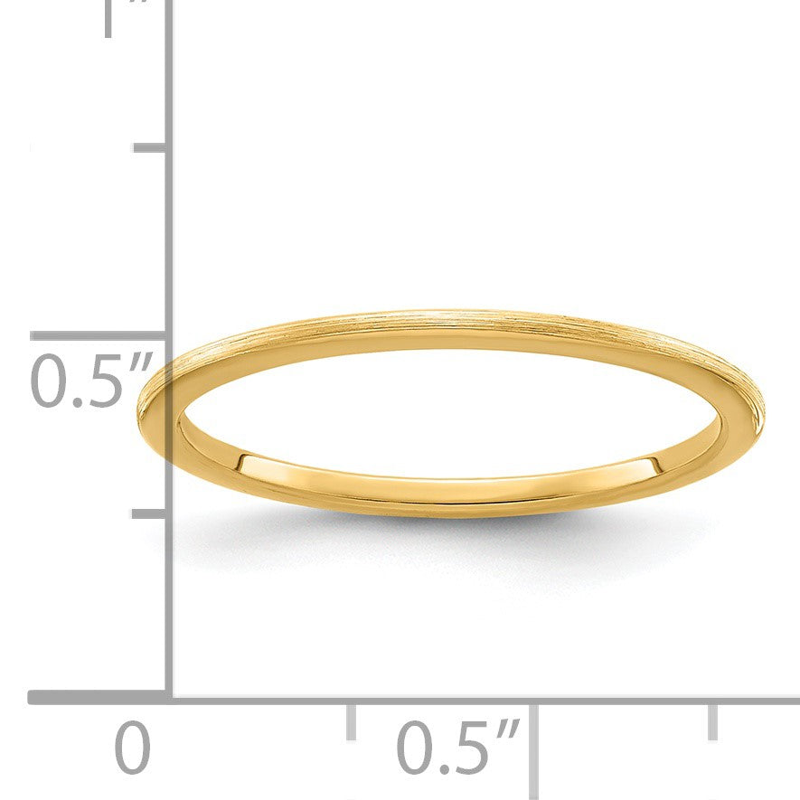 14K Yellow Gold 1.2mm Half Round Satin Stackable Band Size 4.5
