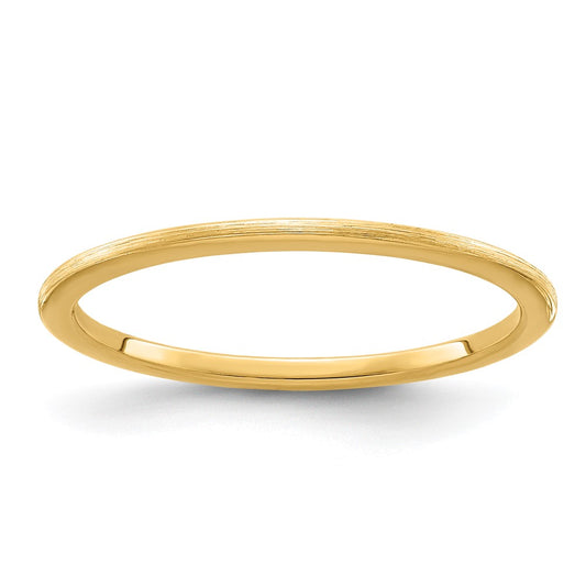 14K Yellow Gold 1.2mm Half Round Satin Stackable Band Size 7