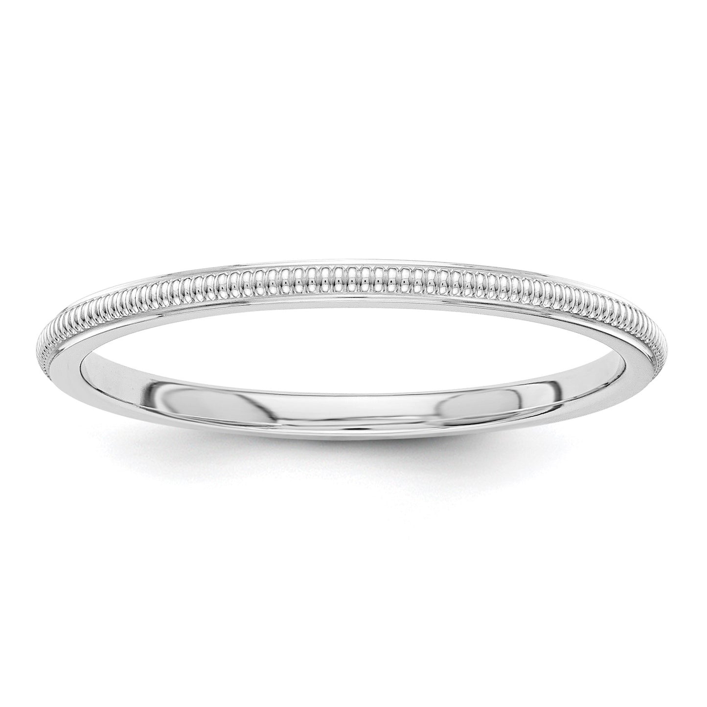14k White Gold 1.5mm Milgrain Stackable Band Size 6.5