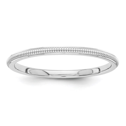 14k White Gold 1.5mm Milgrain Stackable Band Size 6.5