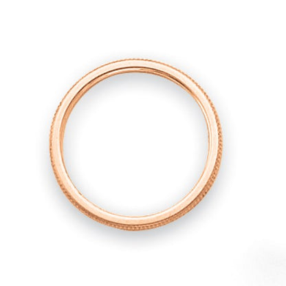 14k Rose Gold 1.5mm Milgrain Stackable Band Size 5.5