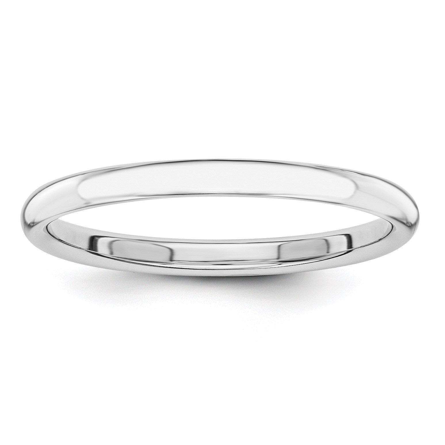 14k White Gold Polished 2mm Stackable Band Size 6