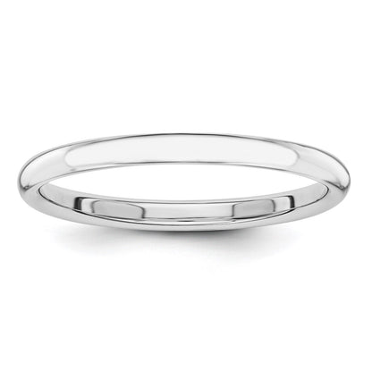 14k White Gold Polished 2mm Stackable Band Size 7
