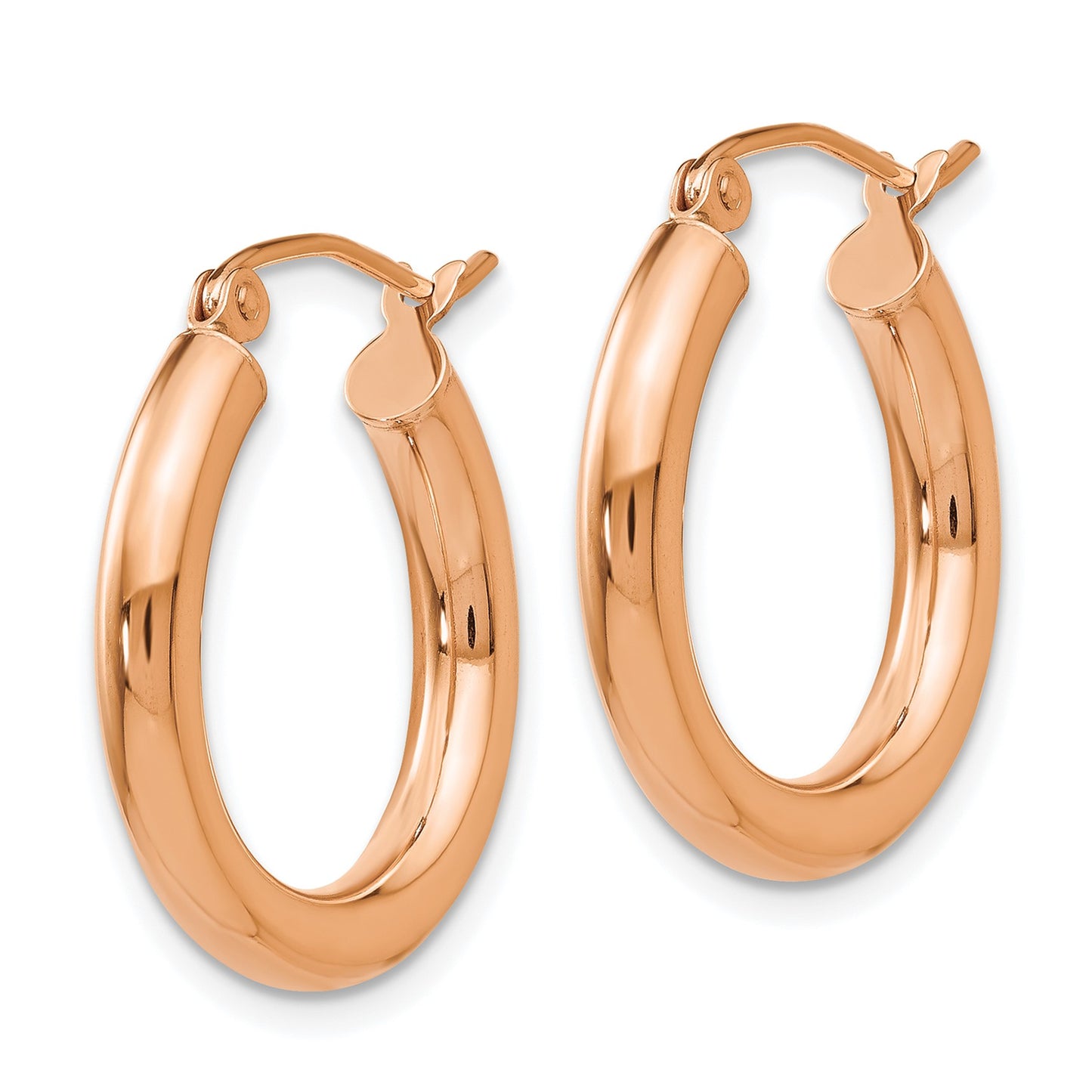 14k Rose Gold 3x20mm Polished Lightweight Tube Hoop Earrings