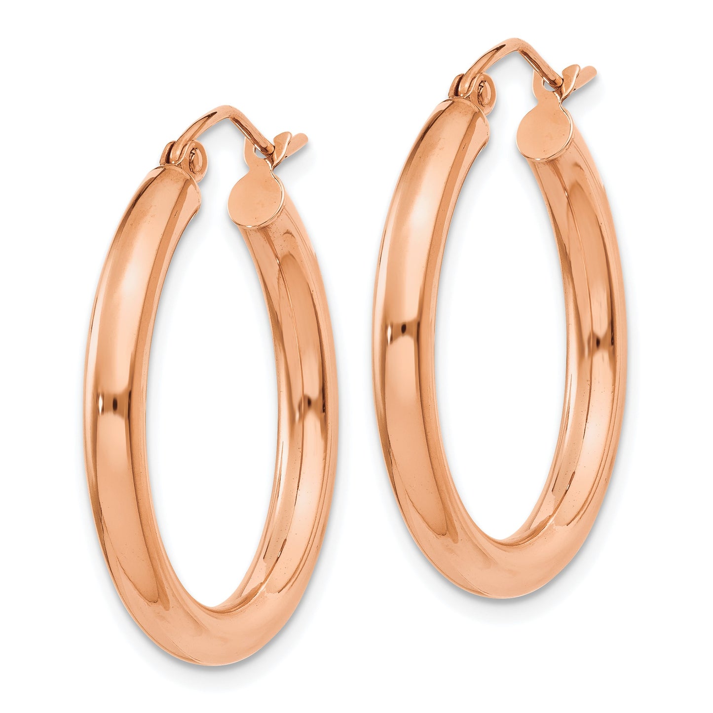 14k Rose Gold 3x25mm Polished Lightweight Tube Hoop Earrings