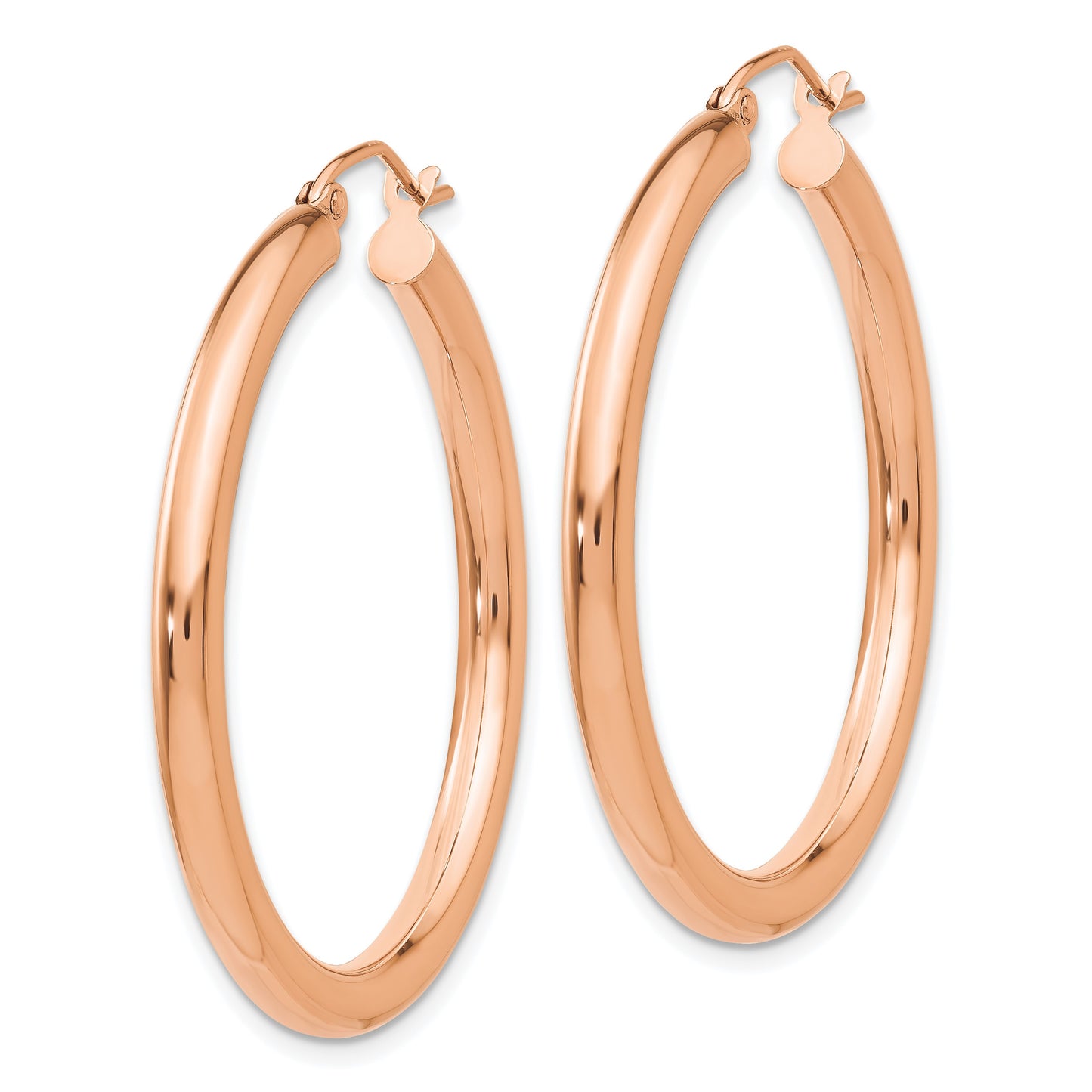 14k Rose Gold 3x35mm Polished Lightweight Tube Hoop Earrings