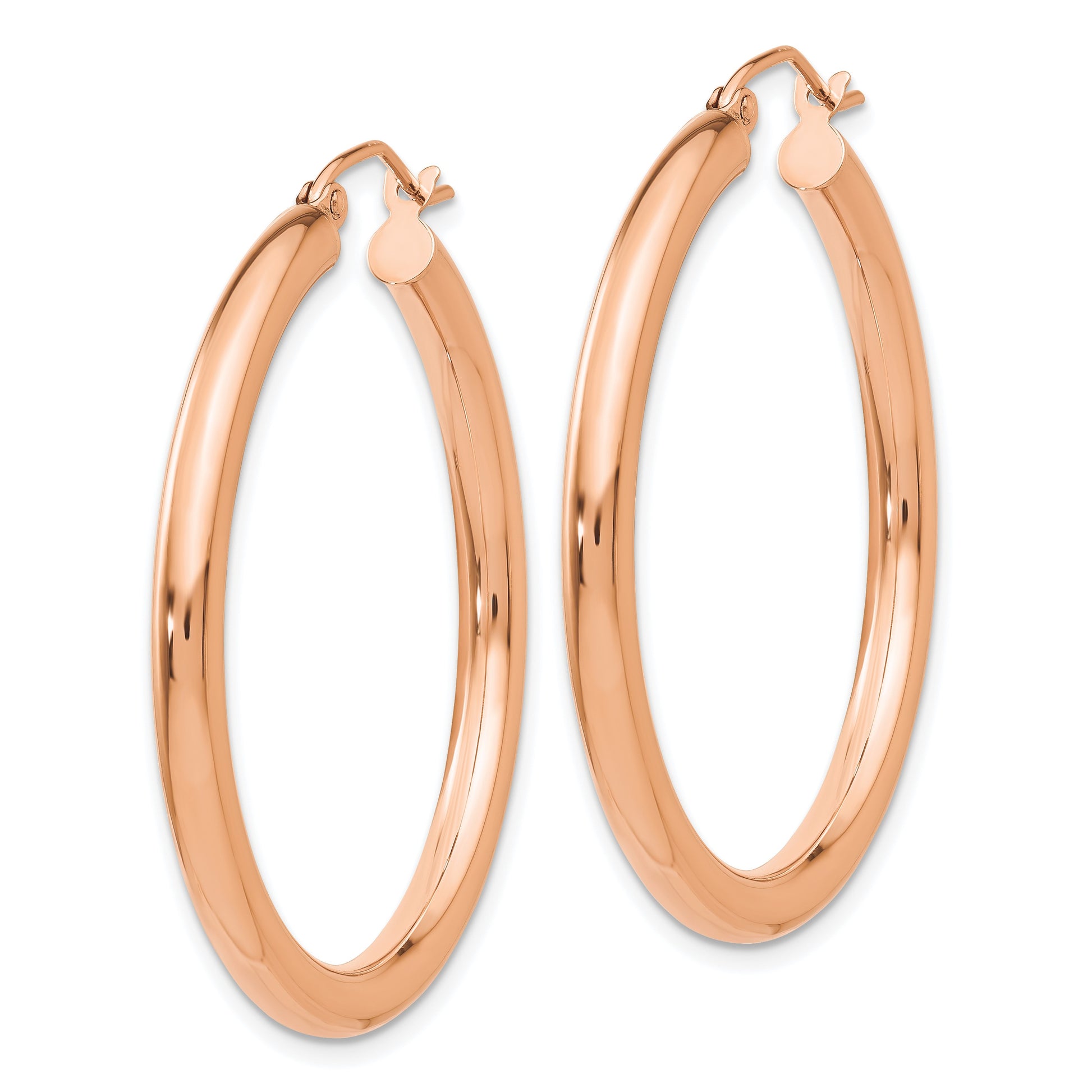 14k Rose Gold 3x35mm Polished Lightweight Tube Hoop Earrings