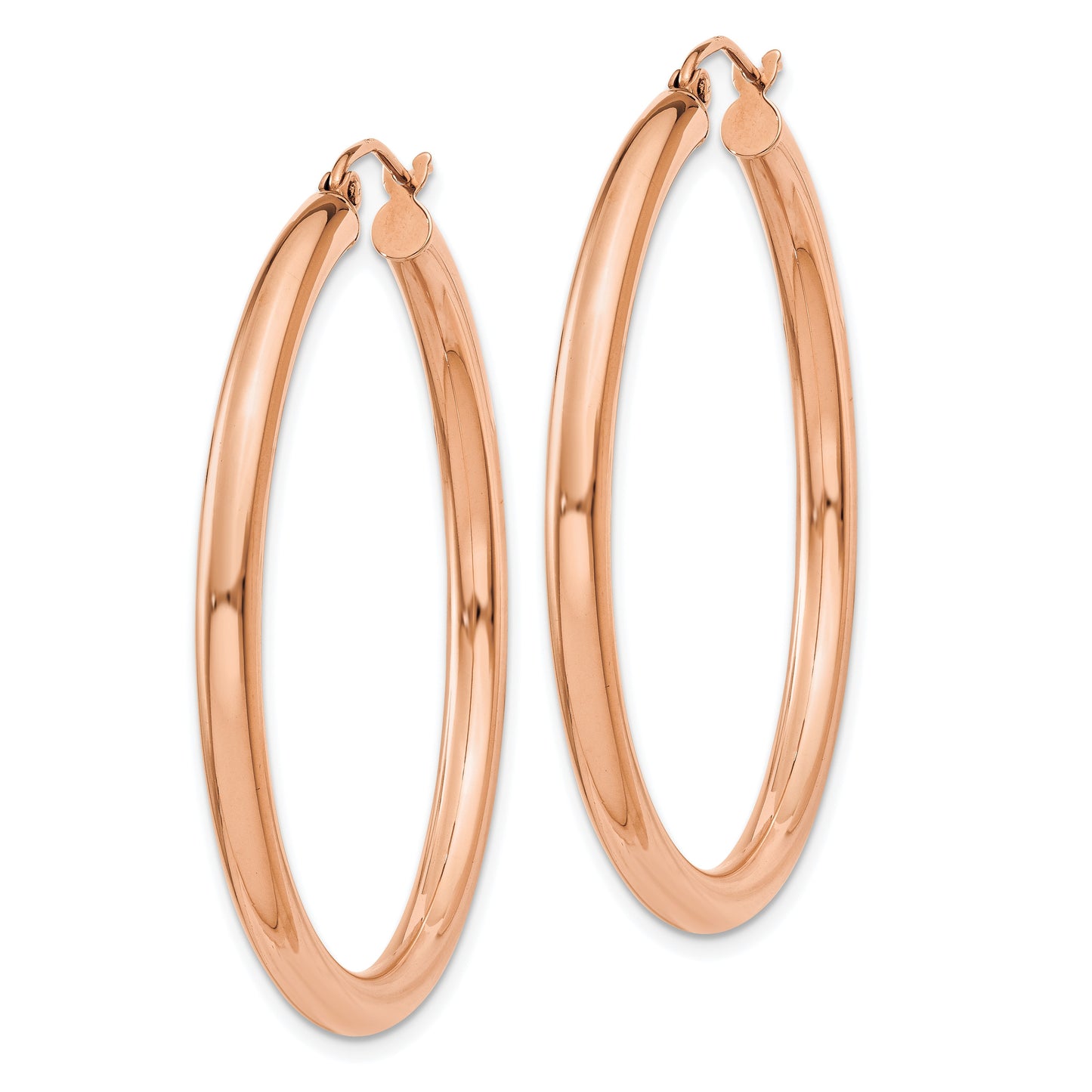 14k Rose Gold 3x40mm Polished Lightweight Tube Hoop Earrings
