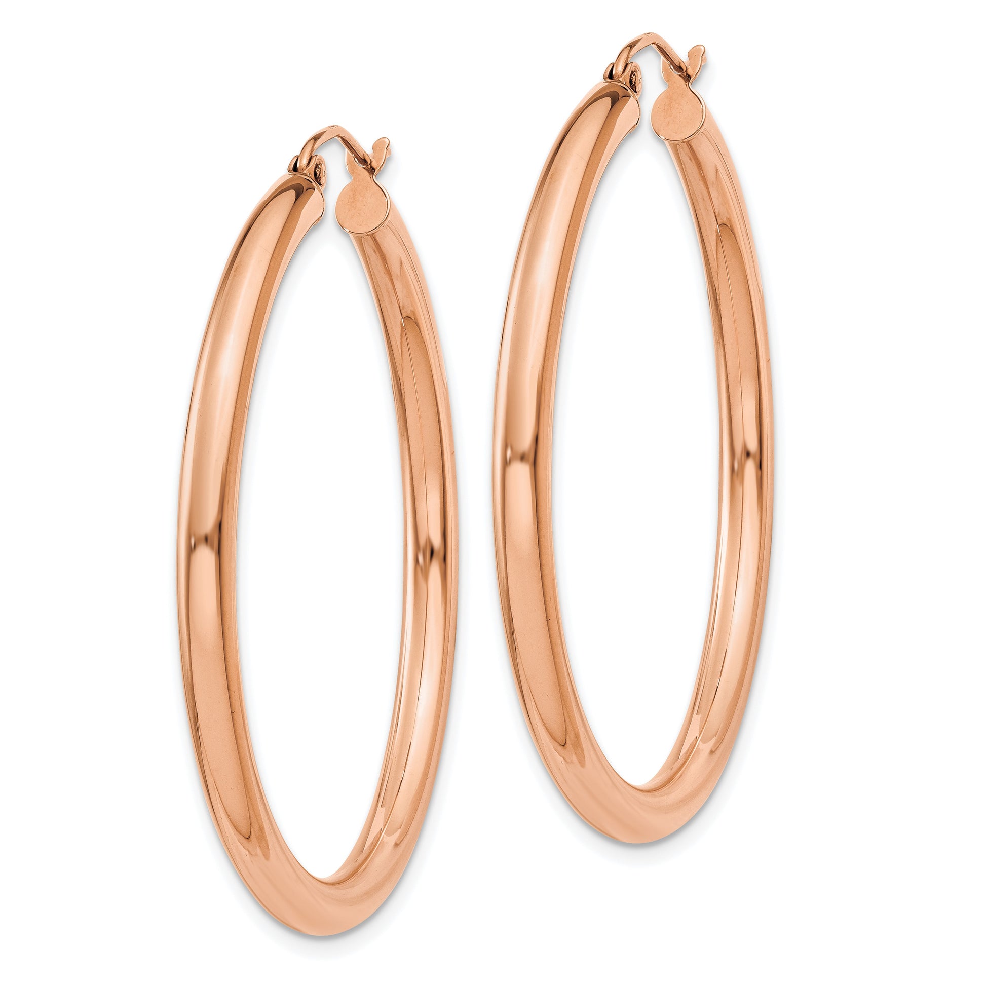 14k Rose Gold 3x40mm Polished Lightweight Tube Hoop Earrings