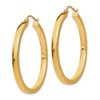 14k 2x34mm Polished Rectangle Tube Hoop Earrings