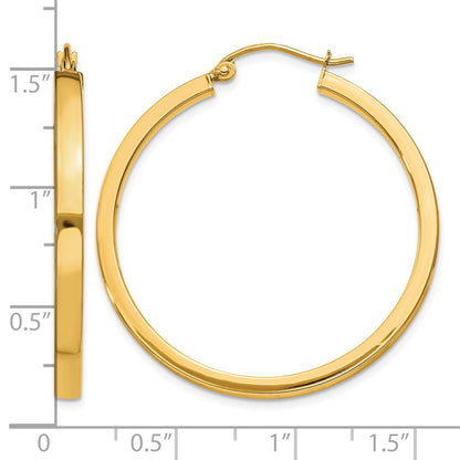 14k 2x34mm Polished Rectangle Tube Hoop Earrings
